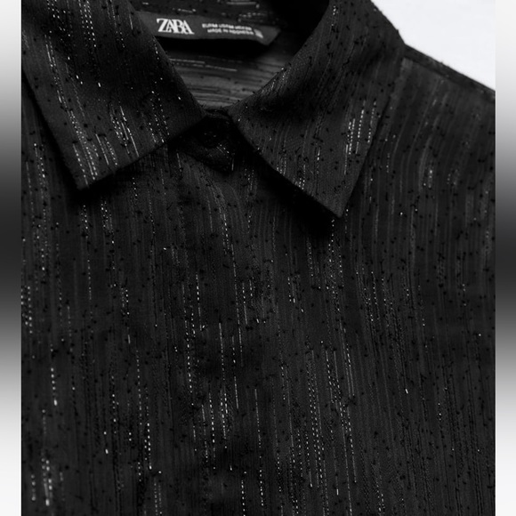 NWT/ Sz XSmall/ Shirt with lapel collar L/S /Metallic thread detail. - Picture 5 of 8